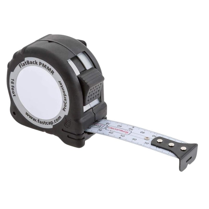 FastCap ProCarpenter Metric/Metric Reverse Flatback Measuring Tape - Ideal for Professionals and Home Improvement - with Lever Action Belt Clip and Dual Locking System - 16 Foot - 99944I - Image 1
